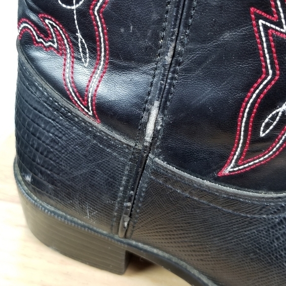 Durango Cowboy Boots Kids Size 5.5 D Lizard Print Black Western Festival Stitch - Picture 5 of 16